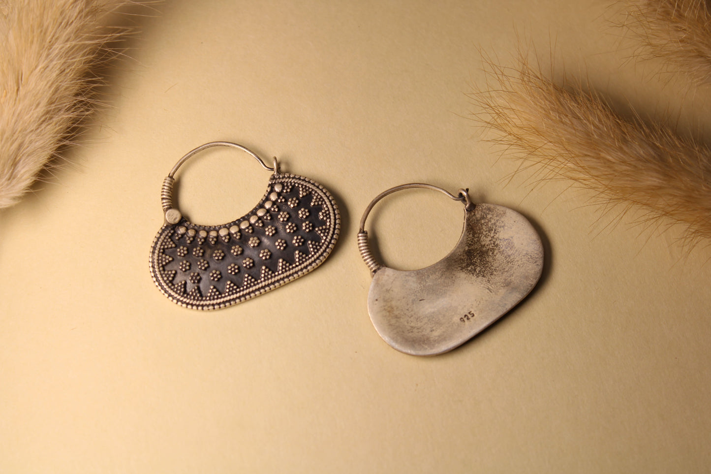 Tribal Crescent Hoop Earrings Design