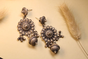 Floral Dome Drop Earrings