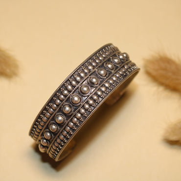 Beaded Texture Silver Kada