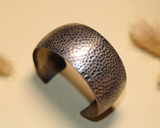 Hammered Texture Silver Cuff Bracelet