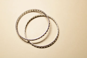 Classic Cutwork Silver Bangles