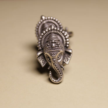 Divine Ganesha Statement Silver Ring