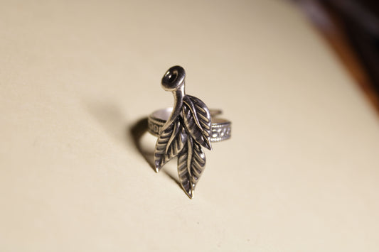 Verdant Leaf Statement Silver Ring