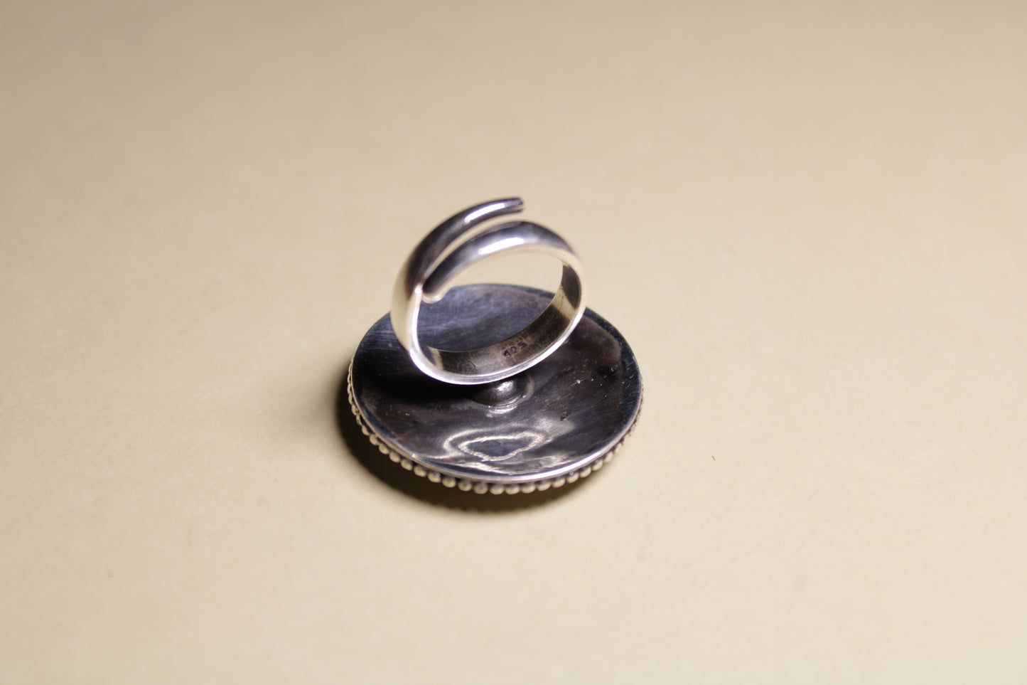 Blue Stone Mandala Statement Silver Ring