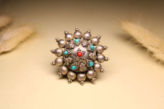 Multicolor Tribal Dome Statement Ring