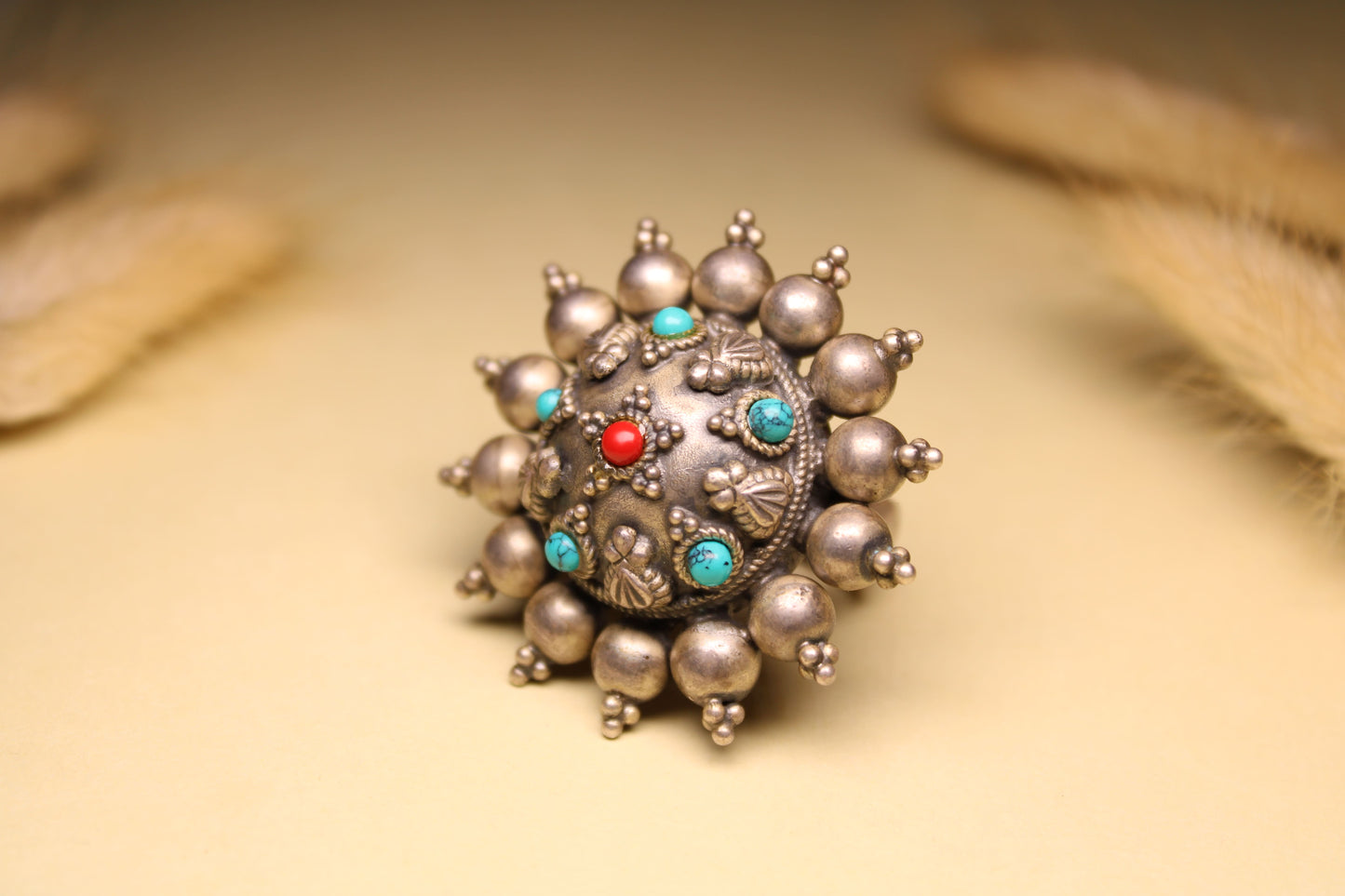 Multicolor Tribal Dome Statement Ring