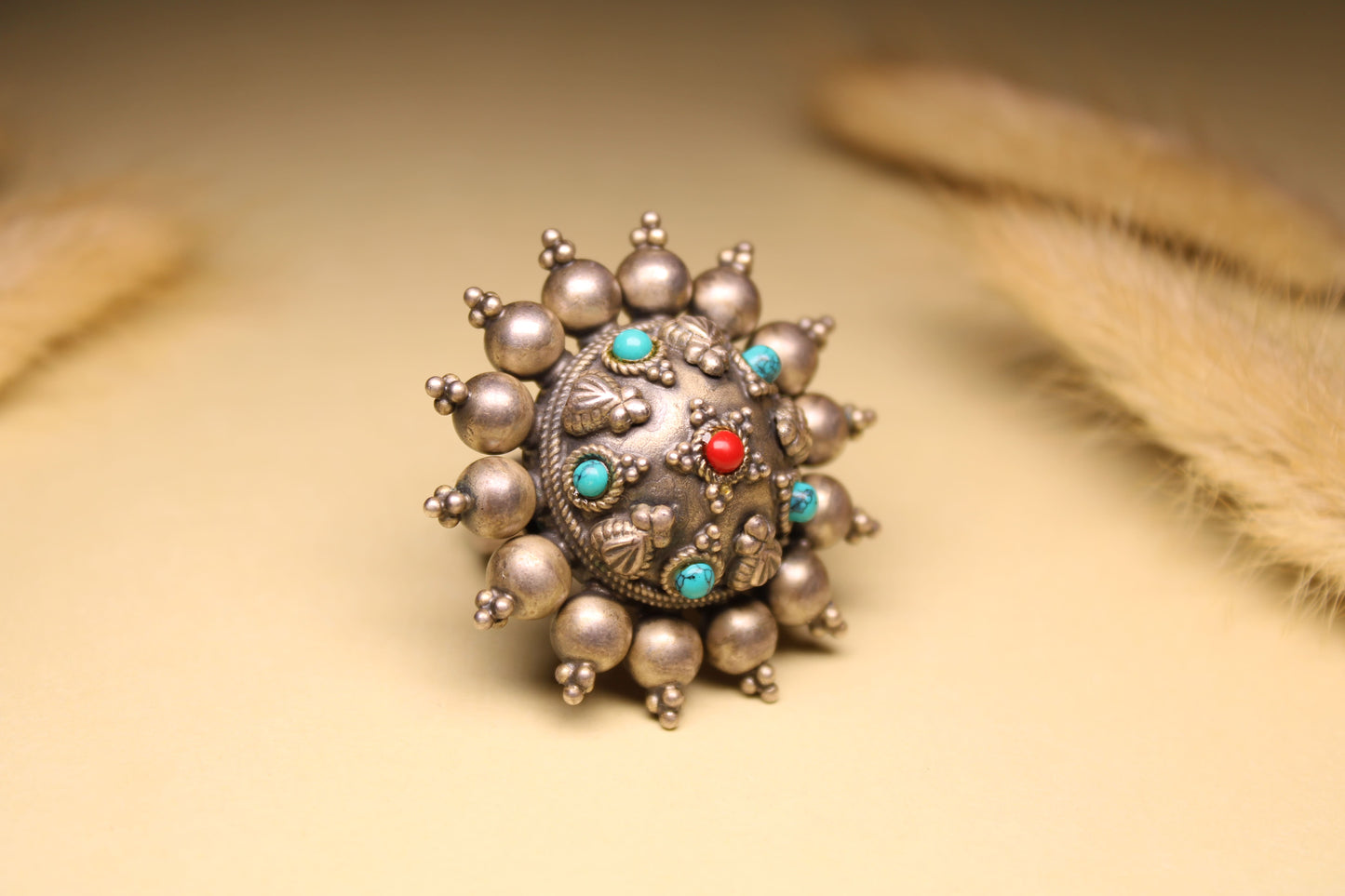 Multicolor Tribal Dome Statement Ring