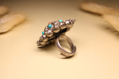 Multicolor Tribal Dome Statement Ring