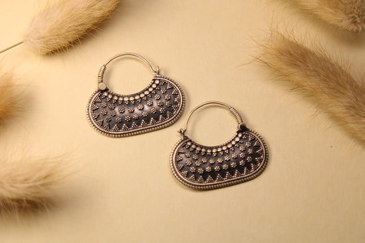 Tribal Crescent Hoop Earrings Design