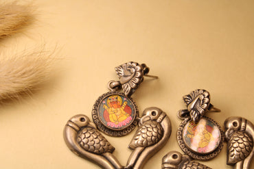 Divine Parrot Ganesha Drop Earrings