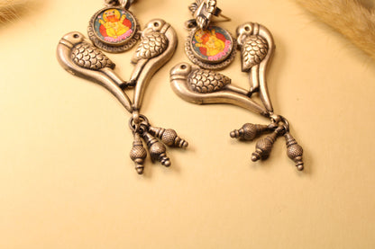 Divine Parrot Ganesha Drop Earrings