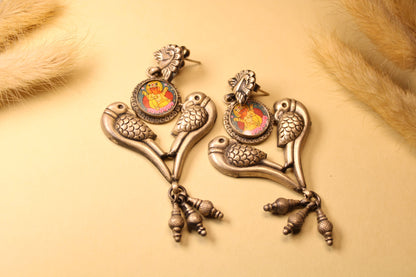 Divine Parrot Ganesha Drop Earrings