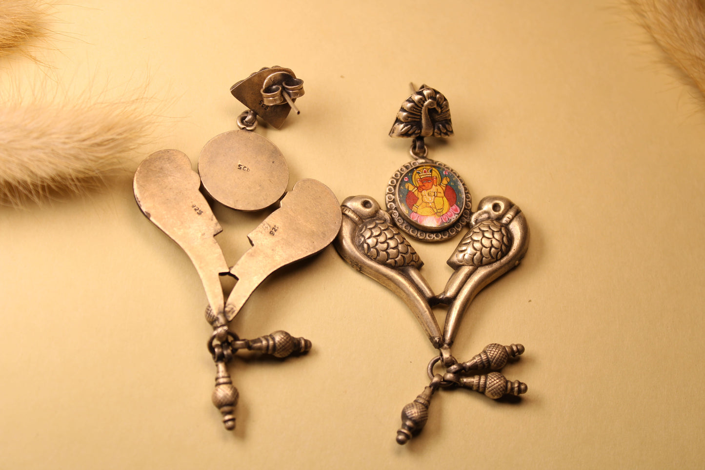 Divine Parrot Ganesha Drop Earrings