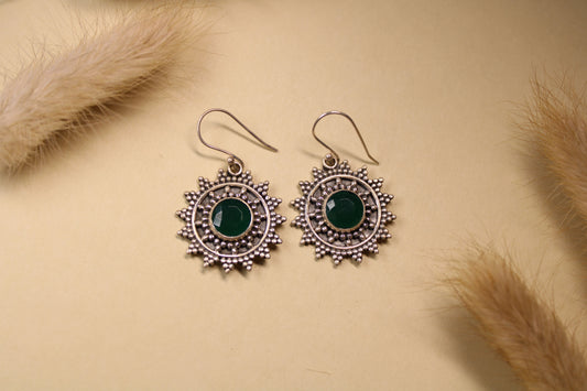 Emerald Sunburst Drop Earrings