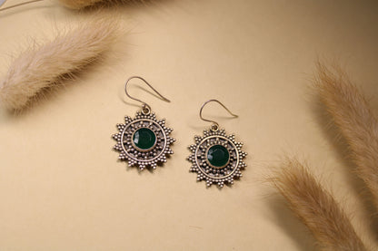 Emerald Sunburst Drop Earrings