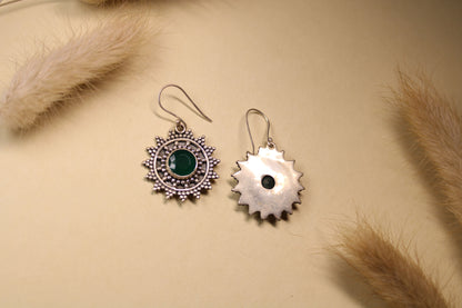 Emerald Sunburst Drop Earrings