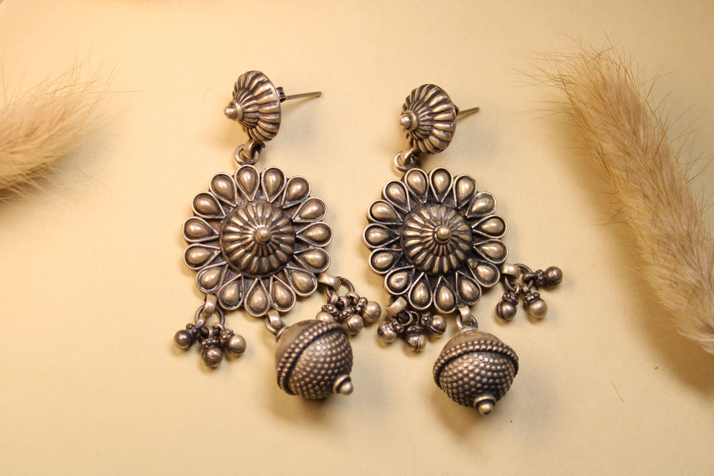 Floral Dome Drop Earrings