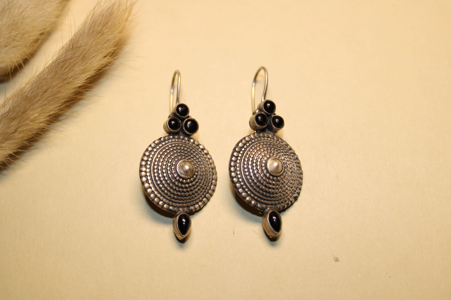 Midnight Spiral Disc Earrings