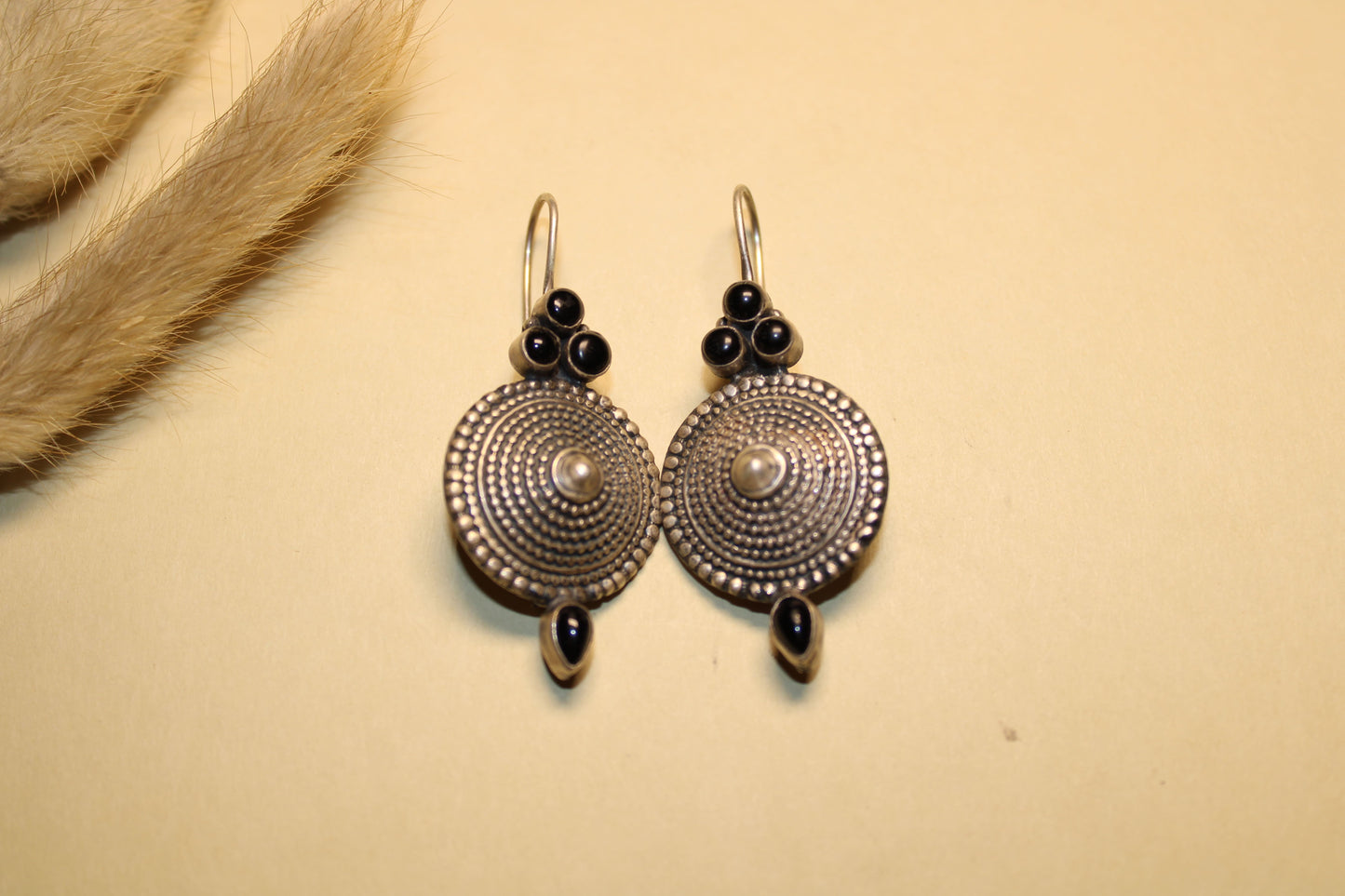 Midnight Spiral Disc Earrings