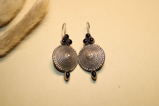 Midnight Spiral Disc Earrings