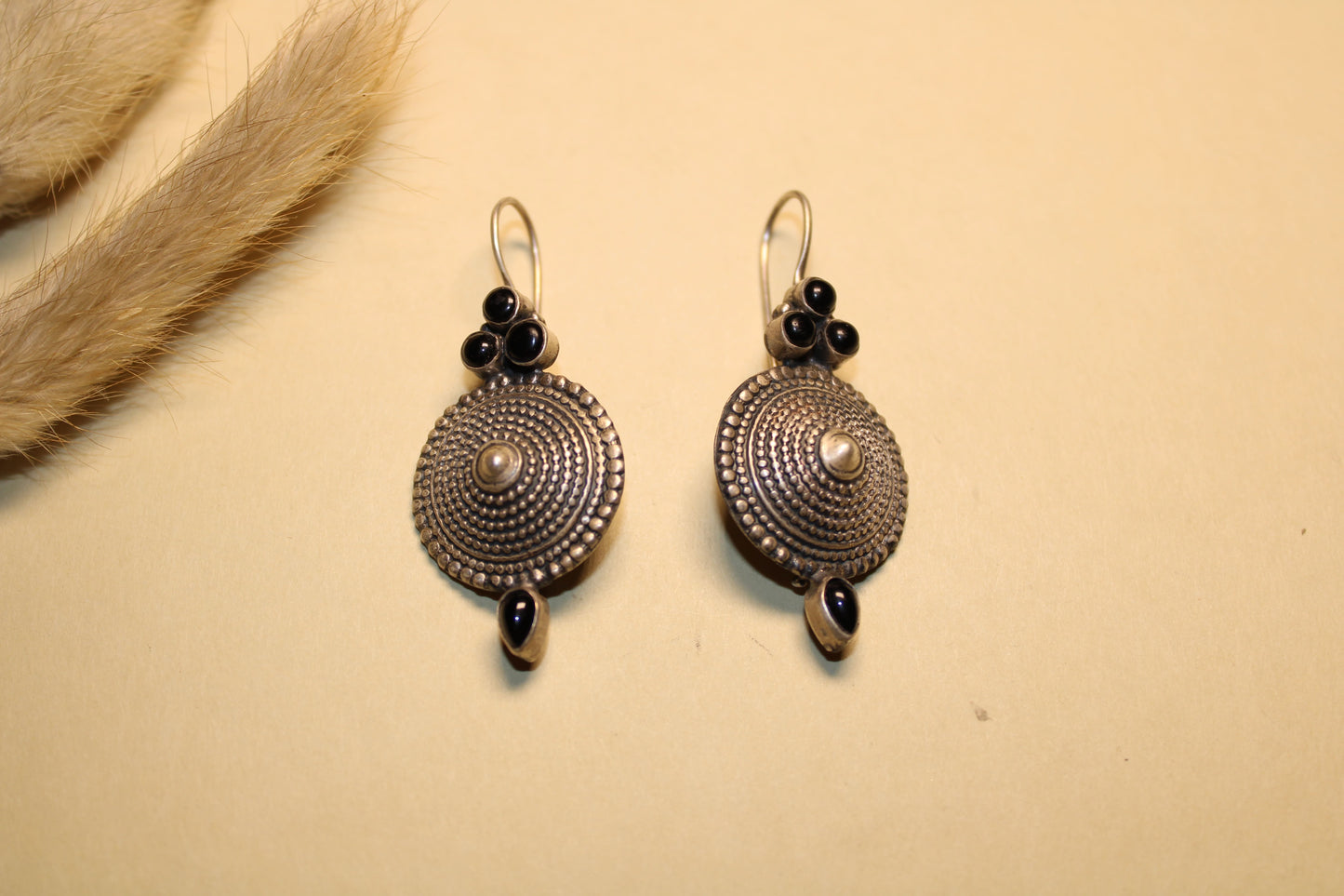 Midnight Spiral Disc Earrings