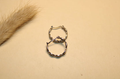 Classic Textured Silver Hoop Earrings