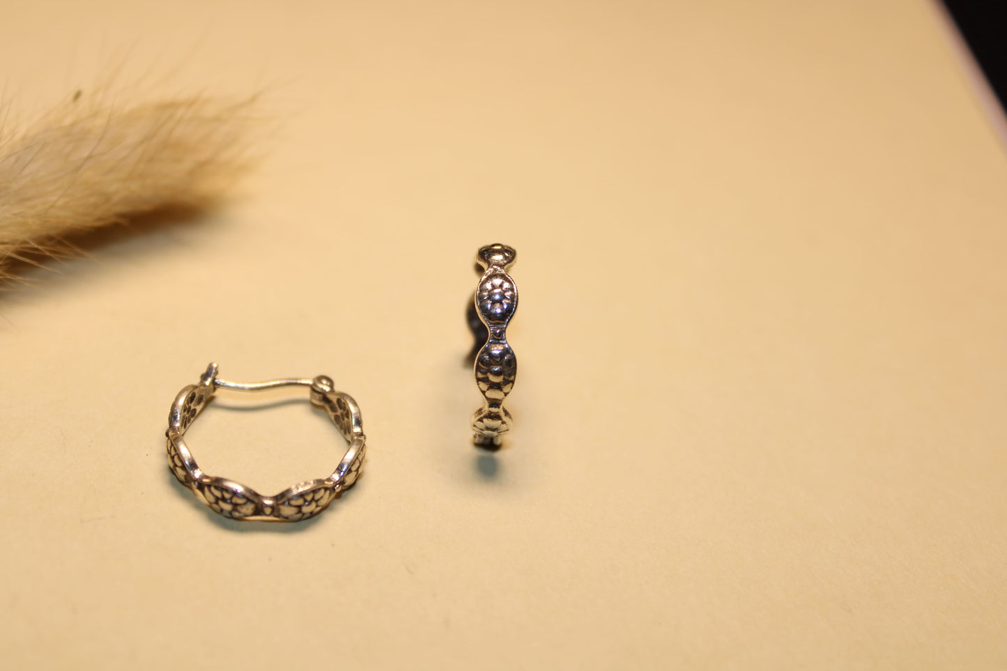 Classic Textured Silver Hoop Earrings