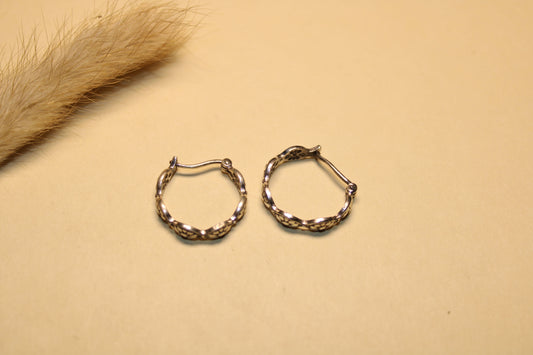 Classic Textured Silver Hoop Earrings