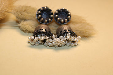 Moonlit Pearl Jhumka Earrings