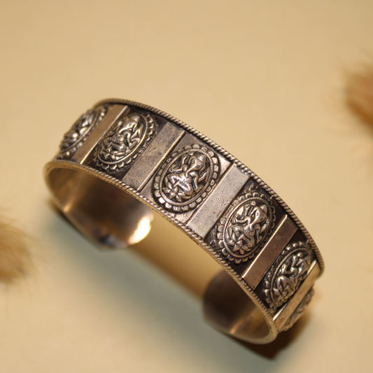 Lord Ganesha Embossed Oxidised Silver Kada