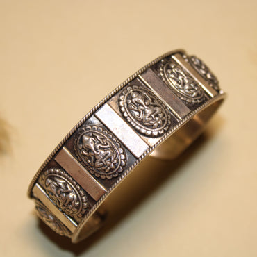 Lord Ganesha Embossed Oxidised Silver Kada