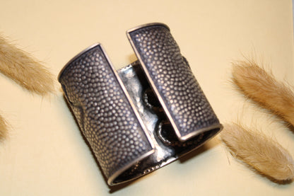 Textured Wide Band Silver Bracelet