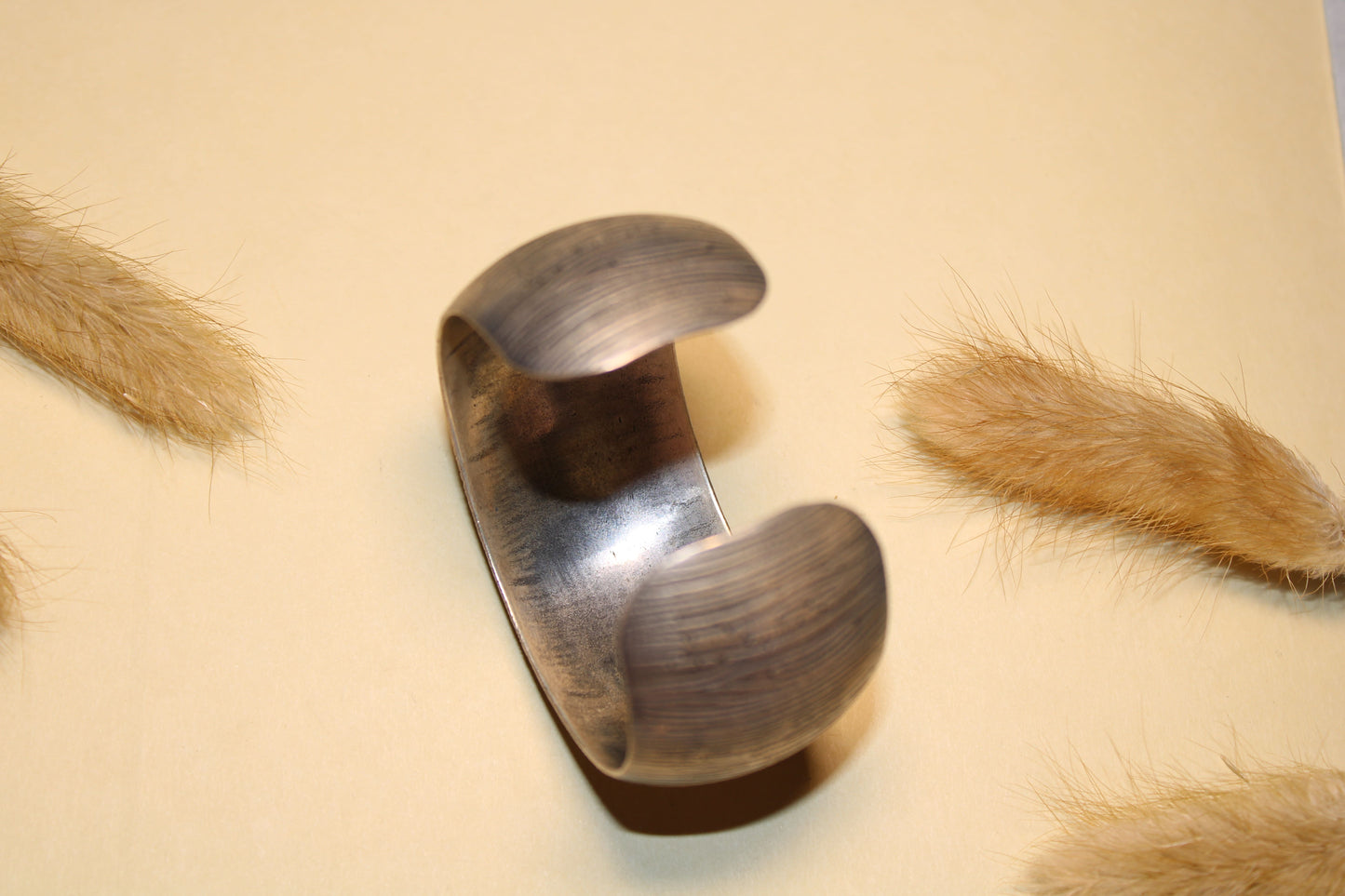 Textured Open-End Oxidised Silver Kada