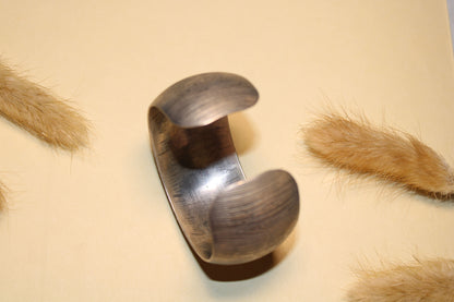 Textured Open-End Oxidised Silver Kada