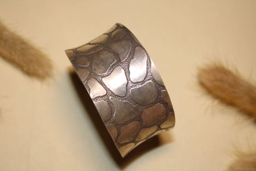 Stone Mosaic Silver Cuff Kada