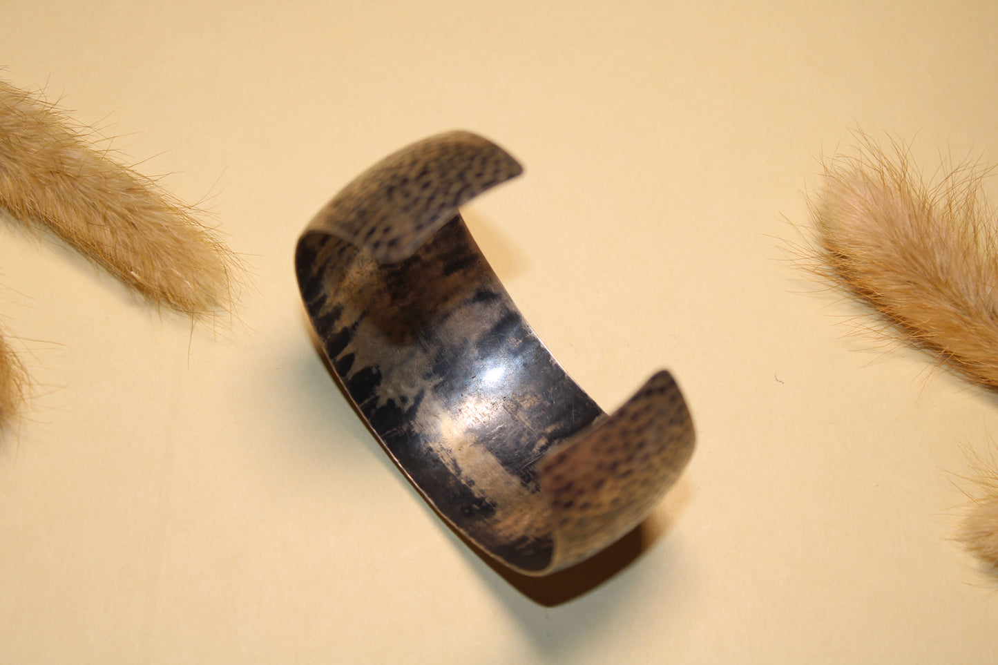 Hammered Texture Silver Cuff Bracelet