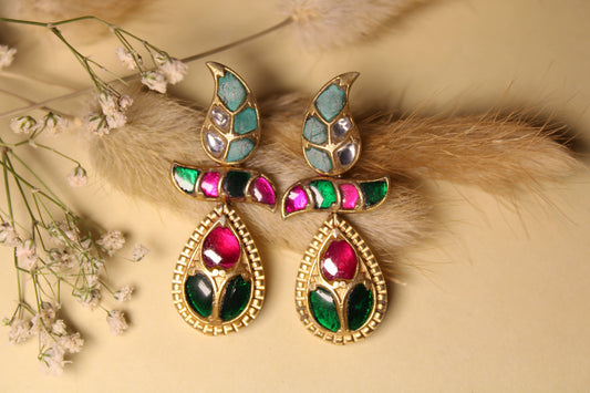 Rang Pushp Drop Earrings