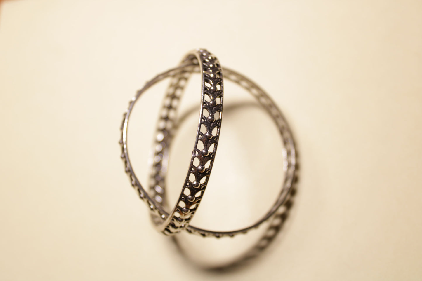 Classic Cutwork Silver Bangles