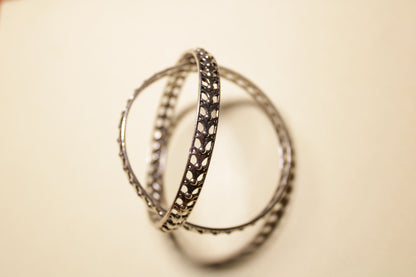Classic Cutwork Silver Bangles