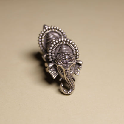 Divine Ganesha Statement Silver Ring