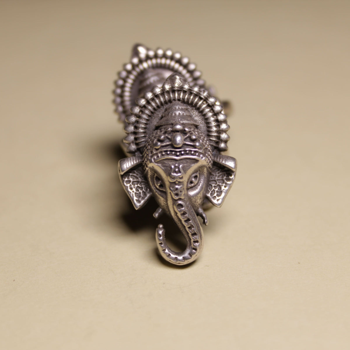 Divine Ganesha Statement Silver Ring