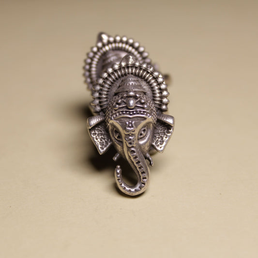 Divine Ganesha Statement Silver Ring