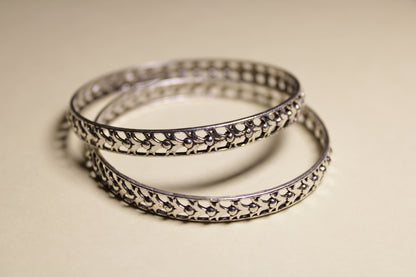 Classic Cutwork Silver Bangles