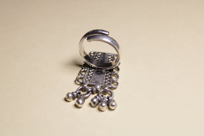 Heritage Drop Motif Statement Silver Ring